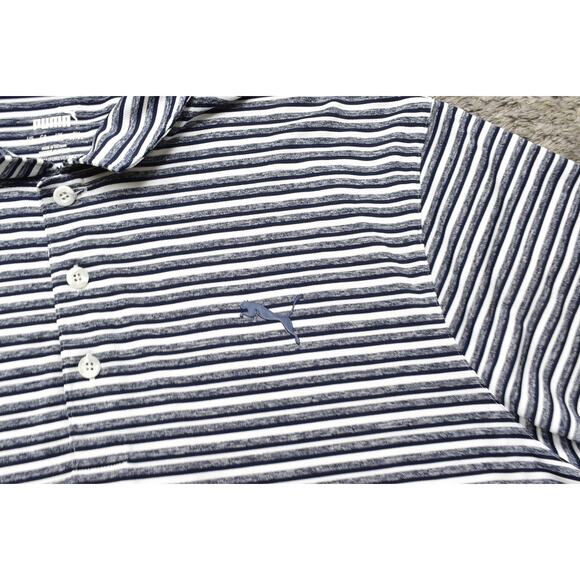 PUMA Men's Size XL Blue Striped Polo Shirt Polyester Short Sleeve - Picture 5 of 6